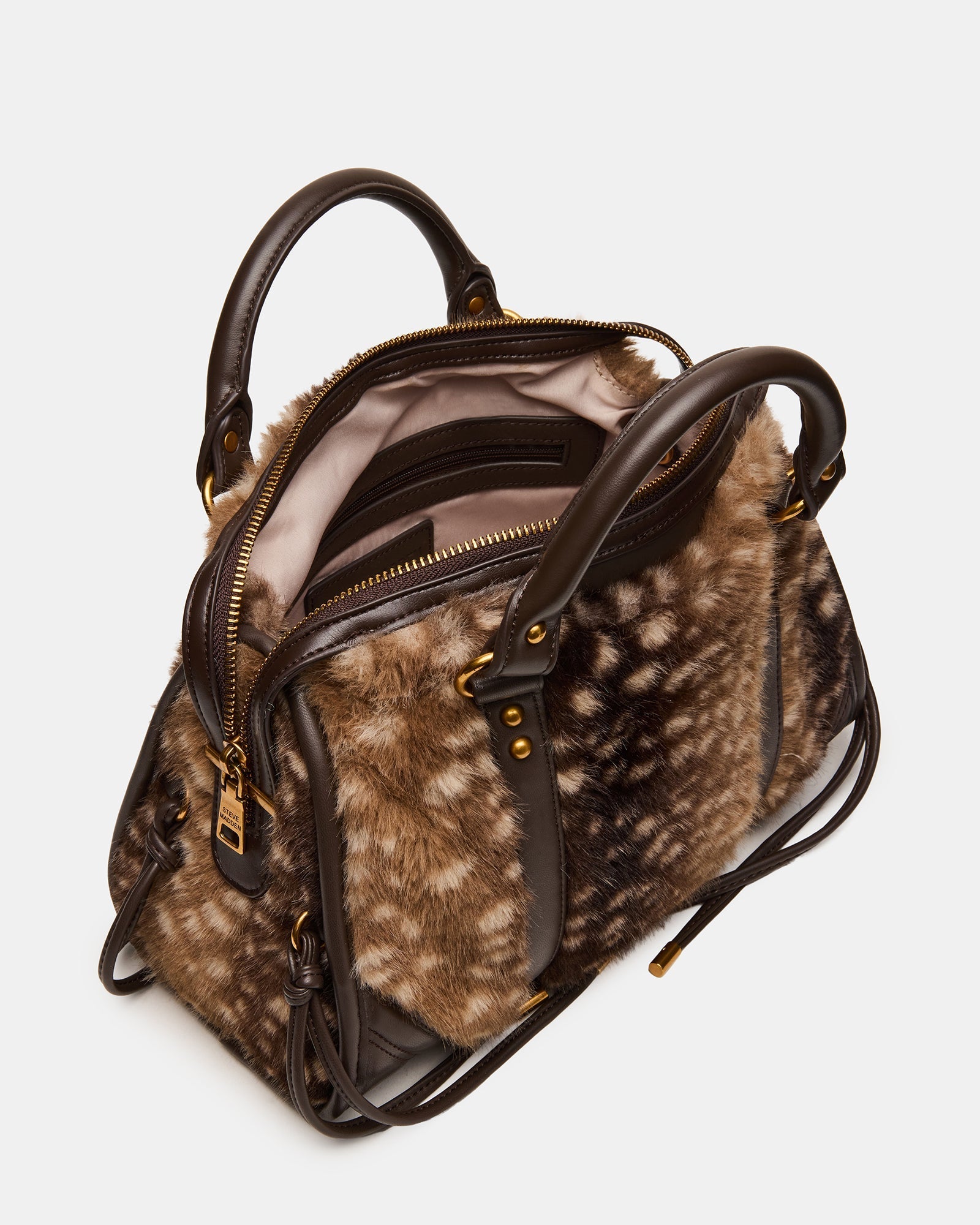 RIGGS FAUX FUR BAG CHOCOLATE