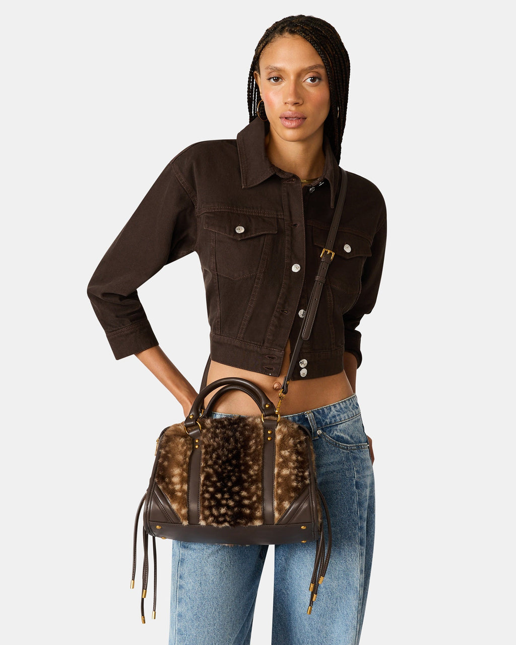 RIGGS FAUX FUR BAG CHOCOLATE