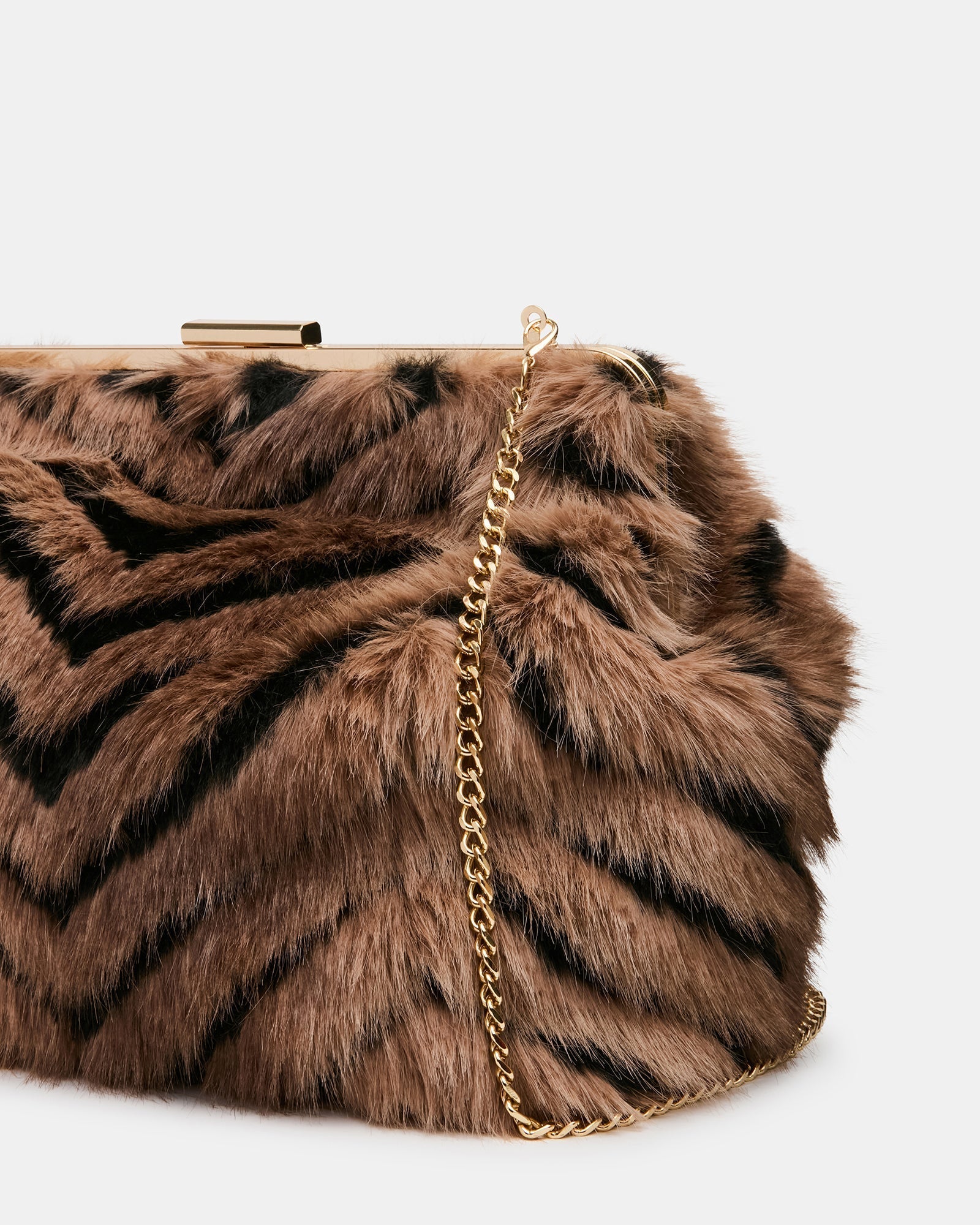 SEFINA FAUX FUR BAG BLACK/TAN